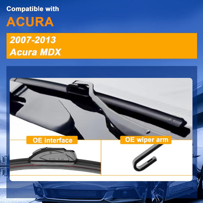 Windshield Wiper Blades Replacement for Acura MDX 2007 2008 2009 2010 2011 2012 2013 Original Factory Quality Front Rear Wipers Blade Set for Car - 26" 21" 12" (Piece of 3)