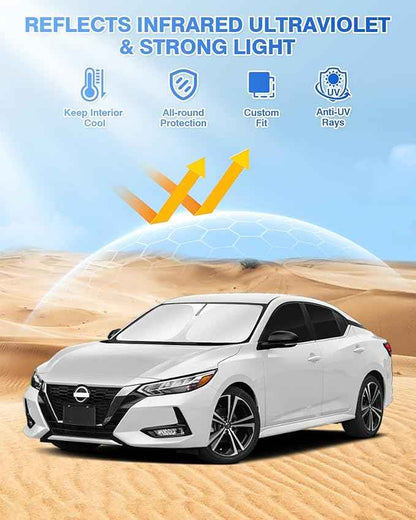 Sunshade for 2020-2025 2026 Nissan Sentra Windshield Sun Shade Side Rear Window Shade Cover Sun Visor Shield Privacy Protection Keep Vehicle Cool Black 6PCS