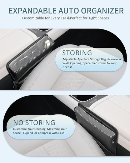 FLORICH Car Seat Gap Filler Organizer, 2-in-1 Seats Gap Filler Organizer and Storages Between Seat Car Gap Filler, Car Organizer Front Seat Universal Fit for Car SUV Truck Black 2 Pack