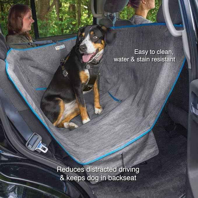 Kurgo Heather Half Hammock, Half Car Seat Cover for Pets, Car Hammocks for Dogs, Water-Resistant, 27.5" Wide (Heather Grey)