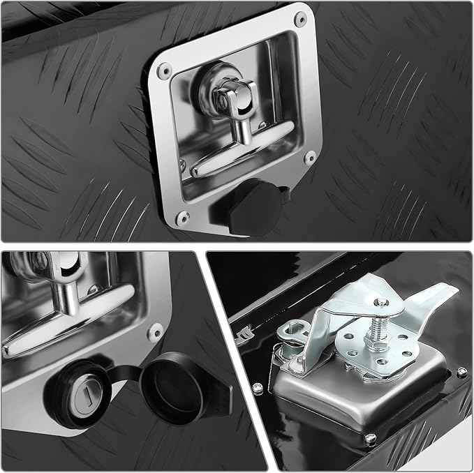 DNA MOTORING Truck Tool Box Lockable Storage Box, Truck Bed Tool Box Trailer Tongue Box Aluminum Truck Tool Box for Bed of Truck, with Lock & Keys, 30" W X 18" H X 17.3" D, Black,TBOX-T5-014-BK