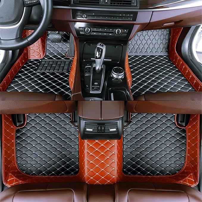 Yaruicar Custom Car Floor Mats for 2002-2026 Cadillac ATS CTS CT6 DTS Escalade Lyriq GT4 Optiq SRX SLS XT4 XT5 XT6 XTS Car Full Coverage Non-Slip Floor Liners (Brown Black Beige)