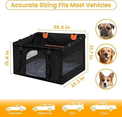 Large Dog Car Seat Cover with Dog Bed Mat for Back Seat Half - Single Seat Travel Hammock Extender, Waterproof Hard Bottom for Medium & Large Dogs, Car SUV Truck Vehicle
