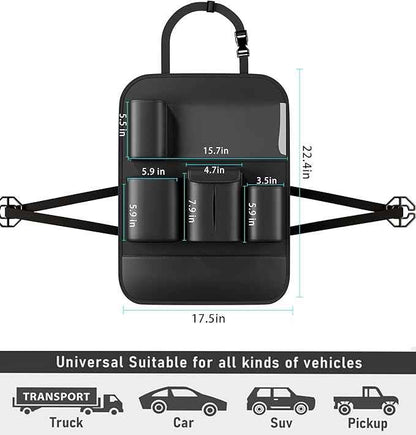 GMQ Backseat Car Organizer with Touch Screen,Protectors Kick Mats Travel Accessories for Kids,Multifunctional Seat Back Organizer Car Travel Organizer Accessories (Black, 1PC)