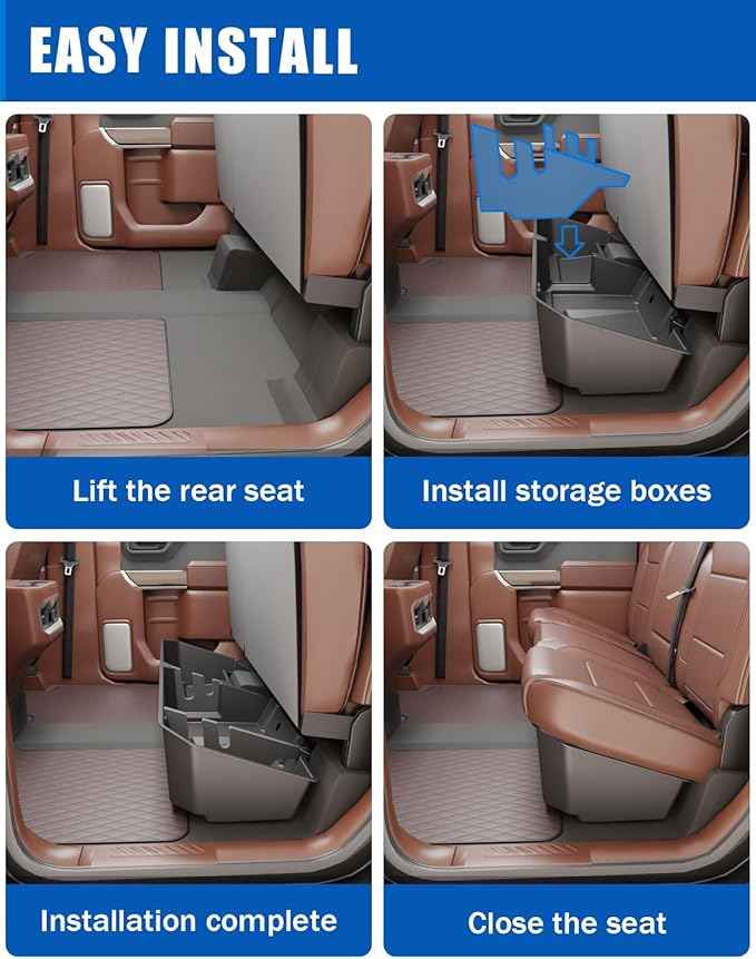 Under Seat Storage Box Compatible with 2019-2026 Chevy Chevrolet Silverado 1500/GMC Sierra 1500, 2020-2026 Silverado/Sierra 2500HD/3500HD Double Cab & Crew Rear Underseat Organizer