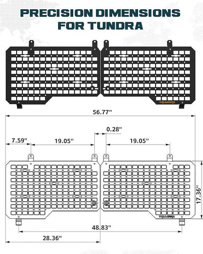 Front Bed MOLLE Panel Fit for 2007–2021 Toyota Tundra, Heavy-Duty Aluminum Truck Storage Organizer System for Camping, No-Drill Installation