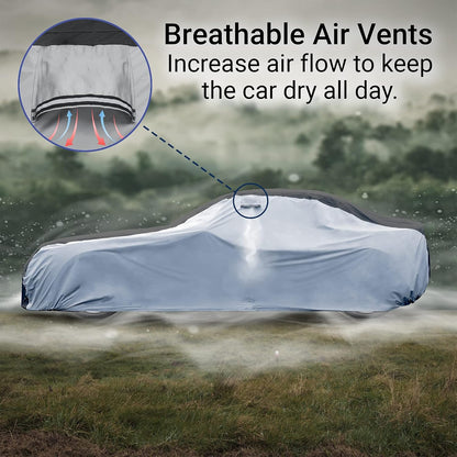 iCarCover Custom Car Cover Compatible with Mustang GT 1979-2004, Waterproof All Weather Rain Snow UV Sun Protector Full Exterior Indoor Outdoor Car Covers, Tribe (Gray/Black)