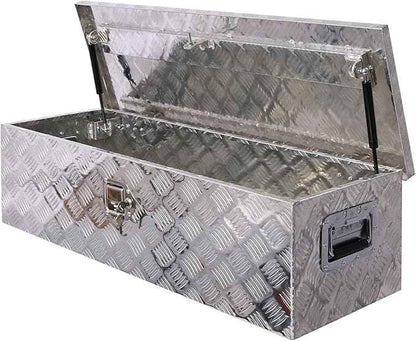39 Inch Truck Tool Box, Waterproof HeavyDuty Aluminum Tool Box With Lock And Keys, 5 Bar Tread Wide Utility Toolbox For Pick Up Truck Bed Rv Organizer Trailer, 39x13x10inch