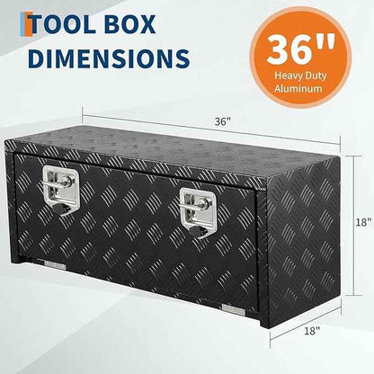 Heavy Duty Aluminum Truck Bed Tool Box,Diamond Plate Waterproof Underbody Toolbox with Sliding Shelf, Lock & Keys, Side Handle, Storage Organizer Chest for Pickup Truck, RV Trailer, Cargo Vehicles