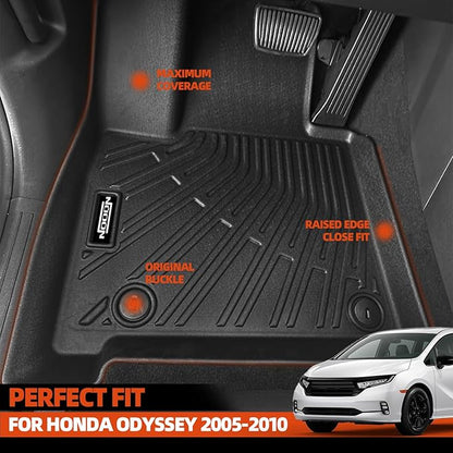 Custom Fit Floor Mats for 2005-2010 Honda Odyssey, All Weather TPE Floor Liners with Trunk Mat & Backrest Protectors, Odorless Full Set Interior Accessories