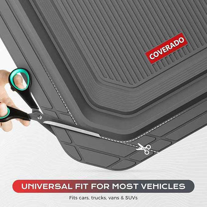 Coverado Heavy Duty Car Floor Mats, Deep Dish Car Mats Full Sets, Durable Waterproof Floor Mats, Trim to Fit Automotive Mats, Universal Car Accessories for Cars SUV Trucks Sedans Vans, Gray, 3pcs