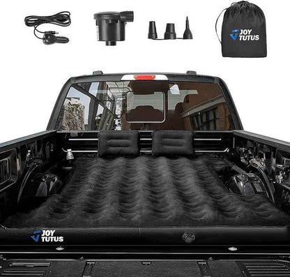 JOYTUTUS Truck Bed Air Mattress for 6.4-6.7Ft, Full Size Regular Beds for Pickup Outdoor Camping, Truck Tent Accessories with Carry Bag & Cup Holder & Cavity Design, Black