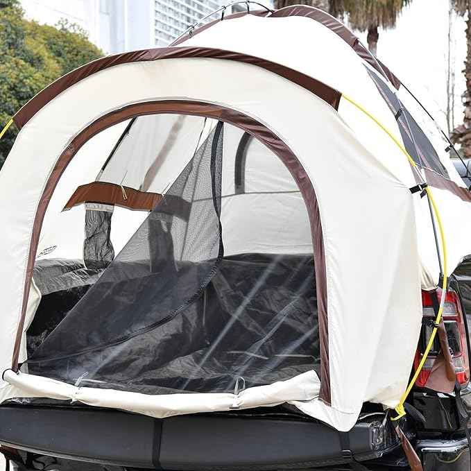 Tecoom Truck Bed Tent, Double Layer Waterproof PU3000mm for 5.5-6.7ft, Portable 2/3 Person Compact Full Size Pickup with Rain Fly for Back of Camping Beach