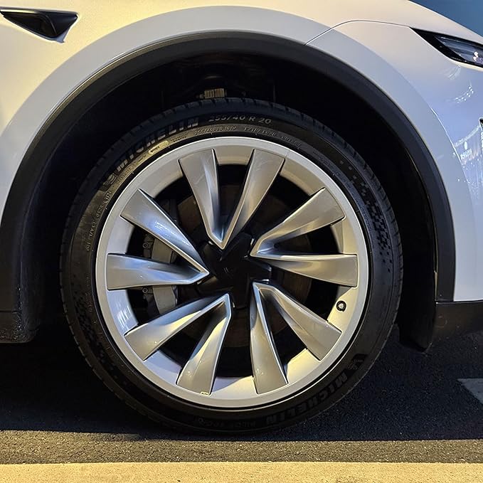 for Tesla Model Y 20 Inch Helix Wheel Rim Protector Hubcaps Helix Wheels Rim Cover Tire Trim Rings Silver 4Pcs Model Y Accessories
