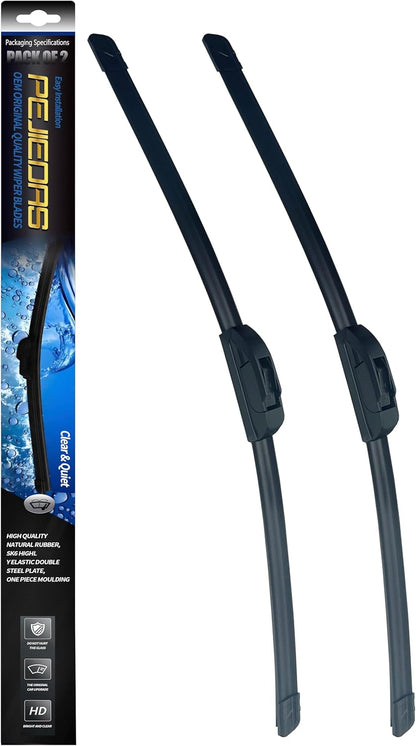 OEM Quality Front Wiper Blades, Replacement for 2007-2017 Jeep Wrangler/2018 Wrangler JK, OE Original Style (15 Inch + 15 Inch Front Wiper Blades)