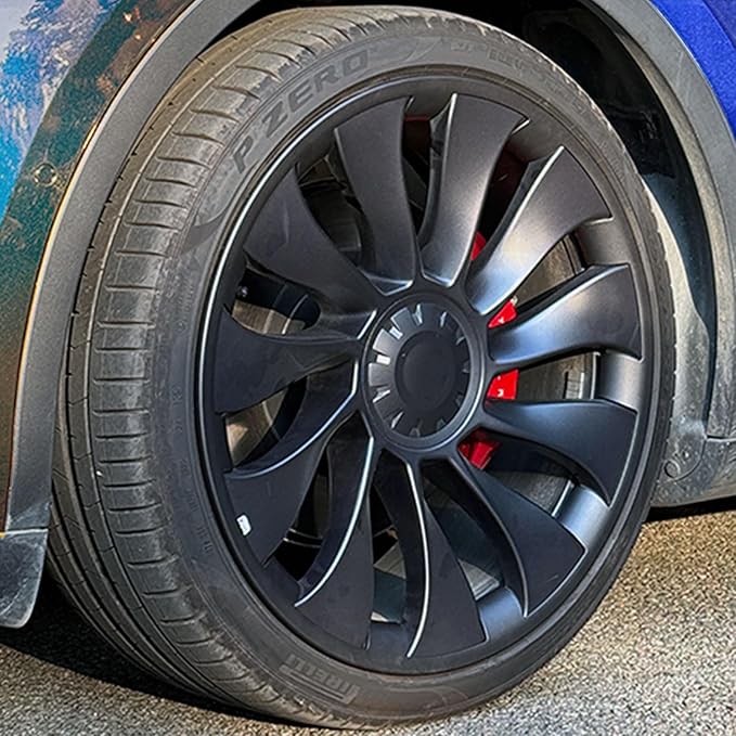 for Tesla Model Y 21 Inch Wheel Rim Protector Hubcaps Uberturbine Wheels Rim Cover Tire Trim Rings Gunpowder 4Pcs Model Y Accessories