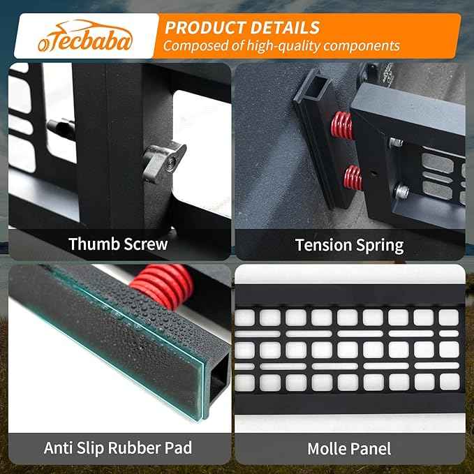 Truck Bed Divider Compatible with 2020-2026 Jeep Gladiator JT Non-Slip Cargo Organizer Management Aluminium Alloy Foldable Keep Organized for Cargo Area All Weather 2025 Gladiator Accessories