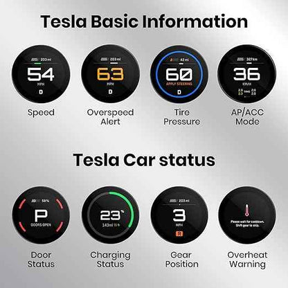 TITA 1.8" Smart Display Pro for Tesla Model 3/Y, with Magnetic Charging Mount, Zero-Delay Tesla Data Sync, HUD for Model 3, Model Y, Model 3 Highland
