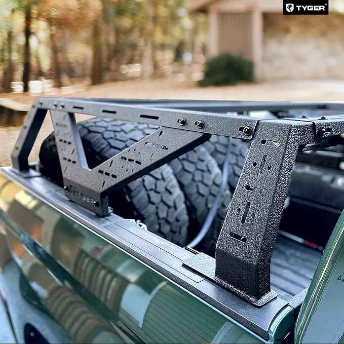 Tyger Auto Plate Style Overland Bed Rack for Full-Size Pickup Trucks | Compatible with Ram 1500 & HD, Ford F-Series, Silverado, Sierra, Titan & XD (see image for size chart) | TG-BK2U55637, Black