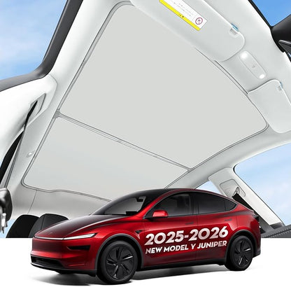 Roof Sunshade for Tesla Model Y Juniper 2026, Upgraded [Sag-Free] Sunroof Shade Roof Sun Shades for New Model Y Juniper Accessories [Heat Insulation/Reflection] 16Pcs Clips