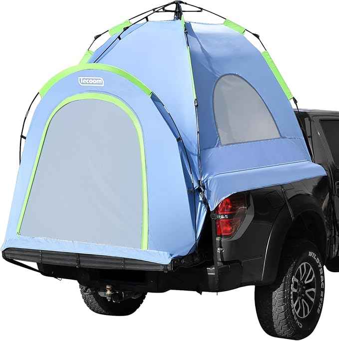 Tecoom Truck Bed Tent, Double Layer Waterproof PU3000mm for 5.5-6.7ft, Portable 2/3 Person Compact Full Size Pickup with Rain Fly for Back of Camping Beach