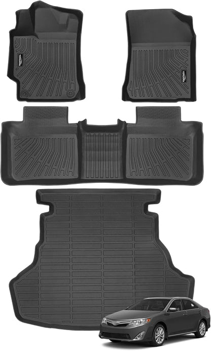 Tongama-Floor Mats for 2012-2017 Toyota Camry, All Weather TPE Floor Liners and Trunk Mat Protectors for Toyota Camry Interior Waterproof Accessories