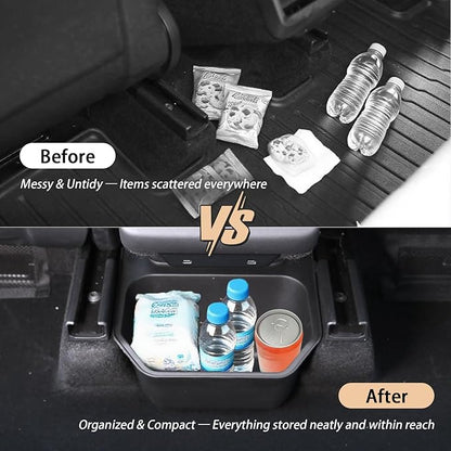 Rear Center Console Trash Can Garbage Bin For Tesla Model Y Juniper 2025 2026, Anti-Slip & Durable Under Seat Storage Box Organizer with Lid Cover for Model Y Juniper Interior Accessories (1 Pack)