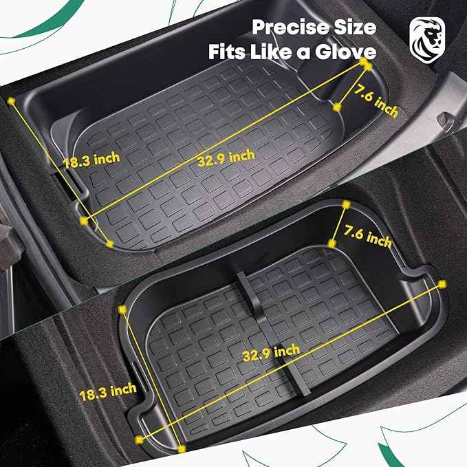 YHTAUTO Rear Trunk Organizer Compatible with Tesla Model Y 2020-2024 (For 5-Seater Only) Accessories, Waterproof Trunk Storage Bins Organizer Upper & Lower Dual Layer Rear Trunk Storage Box - Black