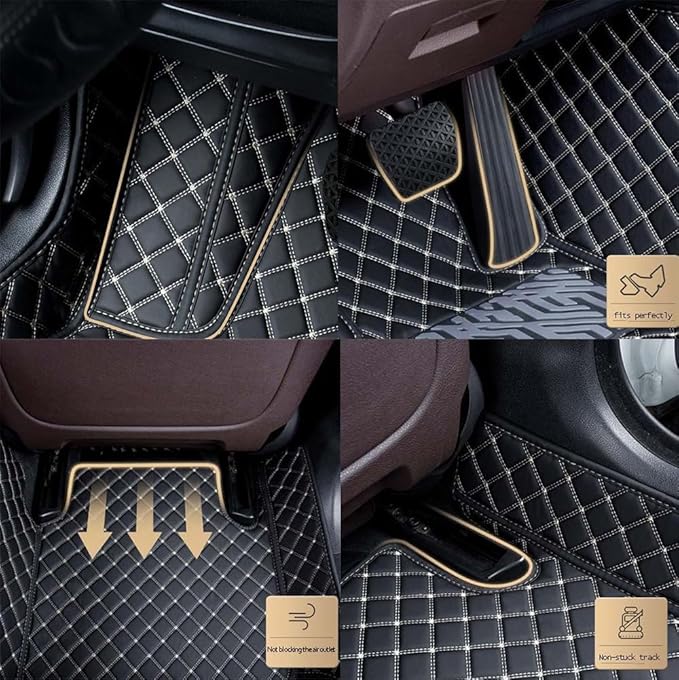 Car Floor Mat Fit 99% Sedans Sports Cars Luxury Custom Car Mats for SUV Women Leather Automotive Floor Mats All Weather Car Mats Diamond Floor Mats for Trucks (3D Luxury Green + Black)