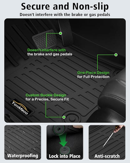 Floor Mats & Cargo Liner for Chevrolet Chevy Traverse 2024-2026 & GMC Acadia 2024-2026 & for Buick Enclave 2025-2026 7-Seat Bucket Chairs All Weather TPE Set, Door Sill Protectors, Black Accessories