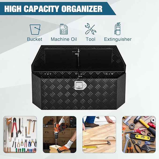 Aluminum Trailer Tongue Box, Heavy Duty Storage With Lock and Keys, Utility Truck Tool Box Storage Organizer, Tool Chest for Pickup Truck Bed, RV, 36"x12"x12"