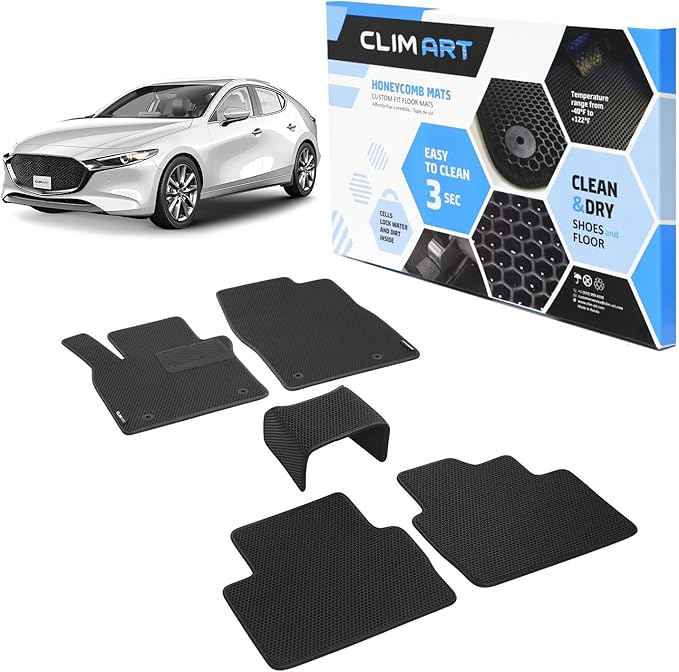 CLIM ART All-Weather Car Floor Mats Compatible with Mazda 3 2019-2026 Hatchback, Sedan, Custom-Fit Heavy-Duty Floor Liners for Cars & SUVs, Car Accessories for Men & Women, Black - FL011519223
