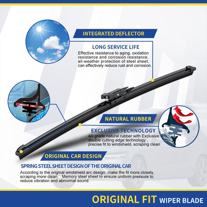 3 wipers Replacement For 2012 2011 2010 2009 2008 Ford Escape Original Equipment Replacement Windshield Wiper Blades Set 20"+20" +12" (Set of 3) Pinch Tab