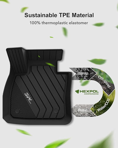 3W BMW X2 Floor Mats Fit for 2018-2023 & BMW X1 Floor Liner Fit for 2016-2022 Custom Fit All Weather TPE Floor Liner for X2 28i M35i 1st & 2nd Row Full Set, Black