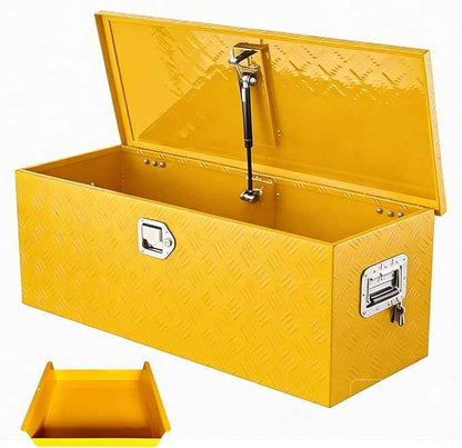 Truck Bed Tool Box Aluminum with Lock and Keys, 36x15x15 Inch, Weatherproof Storage Chest Organizer, Side Handles, Gas Strut Lid, Large Capacity Heavy Duty Steel Metal Tool Box for Pickup, Trailer, RV