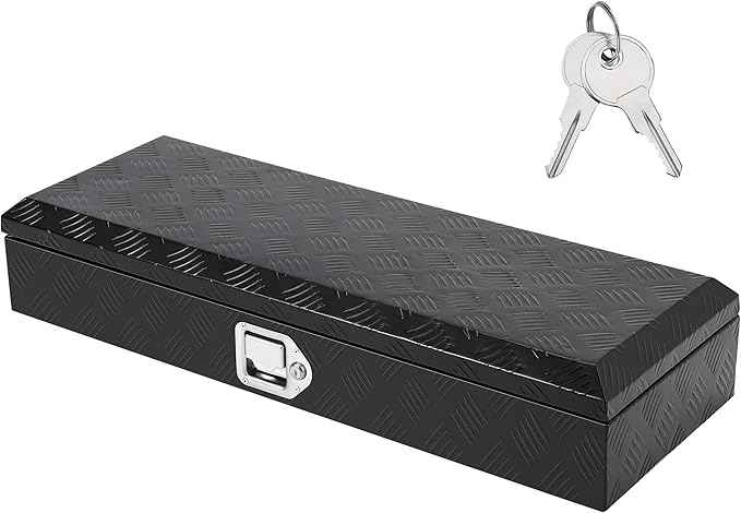 Truck Bed Tool Box, Heavy Duty Aluminum Five Stripes Plate Tool Box, Trailer Tool Box for Pick Up Truck RV Trailer, Chest Storage Organizer with Lock and Keys,34.5''x12.75''x6.4''
