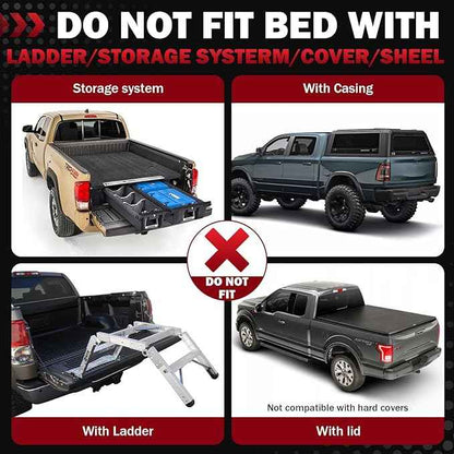 Truck Bed Extender—55"-63" Adjustable Length, Aluminum Retractable Tailgate Extender, Bed Extenders for Trucks Fits for Ford F150, Titan Pickup Truck, Silverado, GMC Sierra, Tundra, Ram 1500/2500/3500