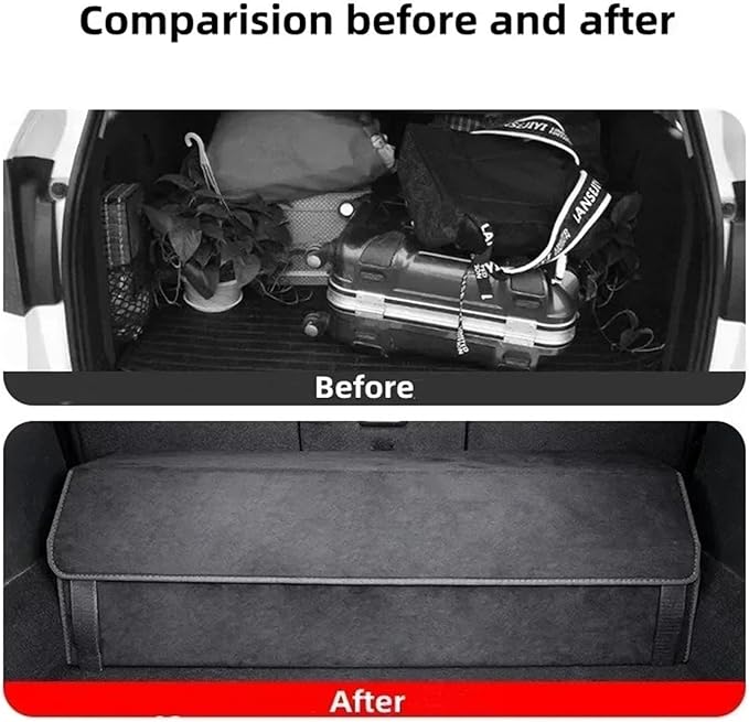 Folding Car Trunk Organizer Compatible For Tesla Model 3 X S Y Leather Big Capacity Storage Box Detachable Partition Car Trunk Storage