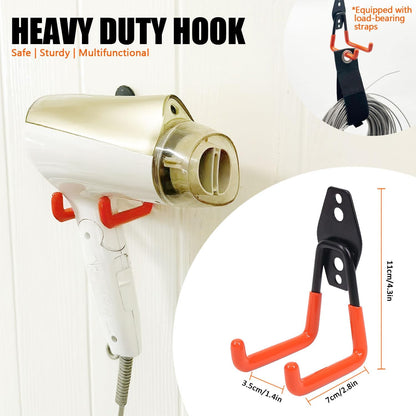 Heavy-Duty Garage Hooks -2 Pack Type small J- Anti-Slip Coated Wall-Mounted Hooks Wall Mount Storage Organizer for Hanging Power and Garden Tools, Ladders, Hose, Bikes, Ropes, Bulk Items, and More