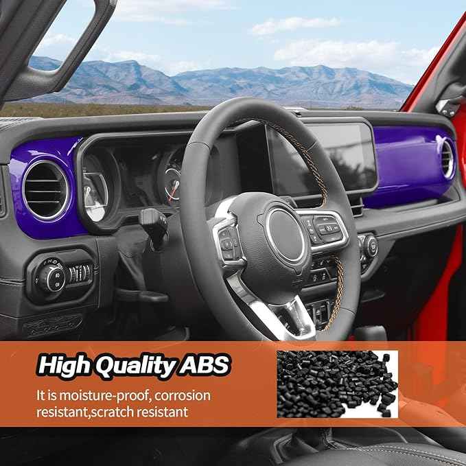 JeCar Purple Center Console Dashboard Trim Overlay for 2024+ Jeep Wrangler JL Interior Accessories (2pcs)