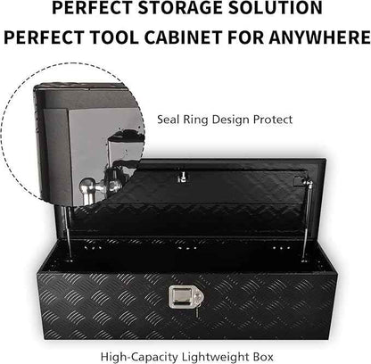 39 Inch Black Aluminum Tool Box 5 Bar Tread ToolBox for Truck Bed Car Outdoor Trailer Pickup Underbody RV ATV Storage Underbed Tools Organizer with Lock and Keys (39"X13"X10")