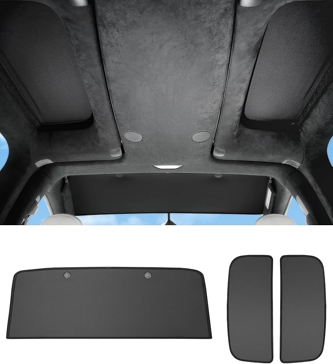 2025 Tesla Model X Accessories Sunshade Roof [No Gaps, Never Sag] 3PCS Front Roof Glass Sun Shade for Model X 2020-2025, Tesla Must Have Accessories 2025 - Black
