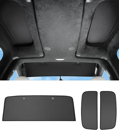 2025 Tesla Model X Accessories Sunshade Roof [No Gaps, Never Sag] 3PCS Front Roof Glass Sun Shade for Model X 2020-2025, Tesla Must Have Accessories 2025 - Black