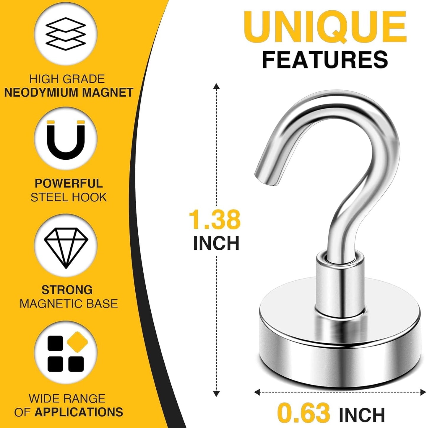 DIYMAG Magnetic Hooks, 30lbs+ Magnet Hook 2025 Cruise Cabin Ship Essentials Heavy Duty Strong Magnets Refrigerator Fridge Hanging for Classroom Beach Vacation Kitchen Grills Home 60 Pack