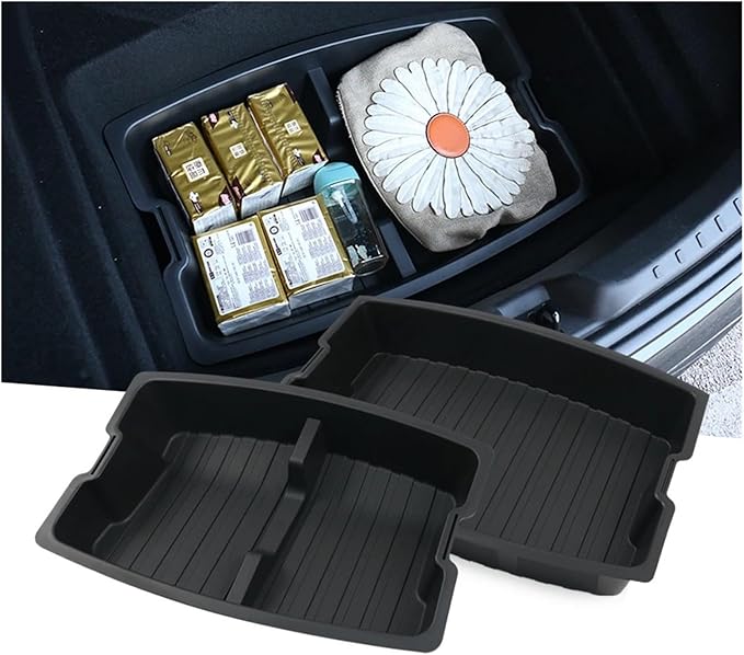 Compatible For Tesla Model 3 2024 Double-Layer Rear Front Trunk Storage Box Frunk Organizer Cargo Protective Tray Car Accessories(Rear Upper Layer)
