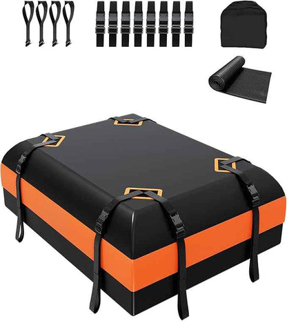 DEEAGLE Rooftop Cargo Carrier 15 Cubic Feet – Car Roof Cargo Bag for Vehicles Without Roof Rack – Waterproof Soft Car Top Carrier with Non-Slip Mat, 4 Door Hooks & 8 Reinforced Straps