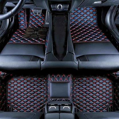 Yaruicar Custom Car Floor Mats for 2002-2026 Cadillac ATS CTS CT6 DTS Escalade Lyriq GT4 Optiq SRX SLS XT4 XT5 XT6 XTS Car Full Coverage Non-Slip Floor Liners (Black Red)