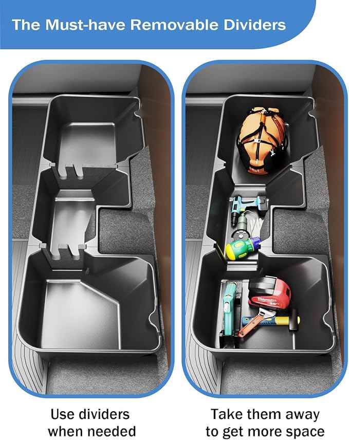 FengYu Under Seat Storage Box - Compatible with 2019-2026 Dodge Ram 1500 Crew Cab (New Body Style),Heavy-Duty Truck Organizer Under Back Seat Organizer Box