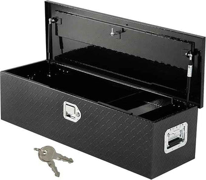 48 in Aluminum Truck Tool Box, Truck Bed Storage Box with Security Lock and Wider Handles, Heavy Duty Waterproof Tool Box Organizer Chest for Pick Up Truck Rv Trailer - Black