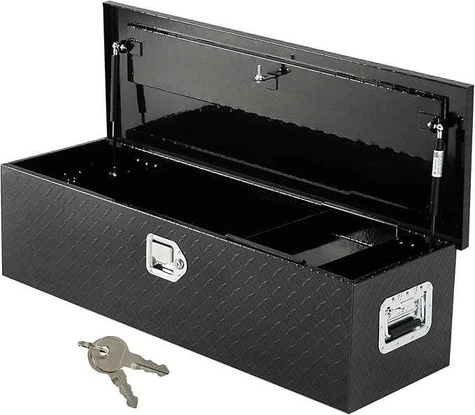 39 in Aluminum Truck Tool Box, Truck Bed Storage Box with Security Lock and Wider Handles, Heavy Duty Waterproof Tool Box Organizer Chest for Pick Up Truck Rv Trailer - Black